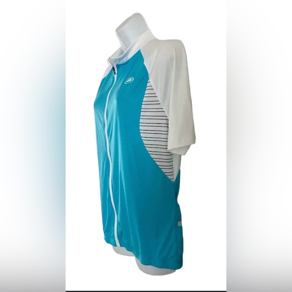 PERFORMANCE Elite Cycling Jersey Size M Blue White Short Sleeves Pockets - Picture 2 of 9
